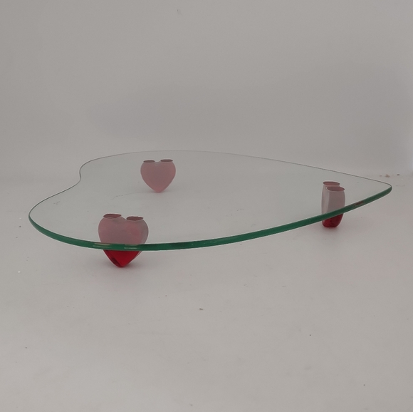 Heart Shaped Glass 12" Charcuterie Tray / Serving Platter / Dish  w Footed Heart - Picture 1 of 5